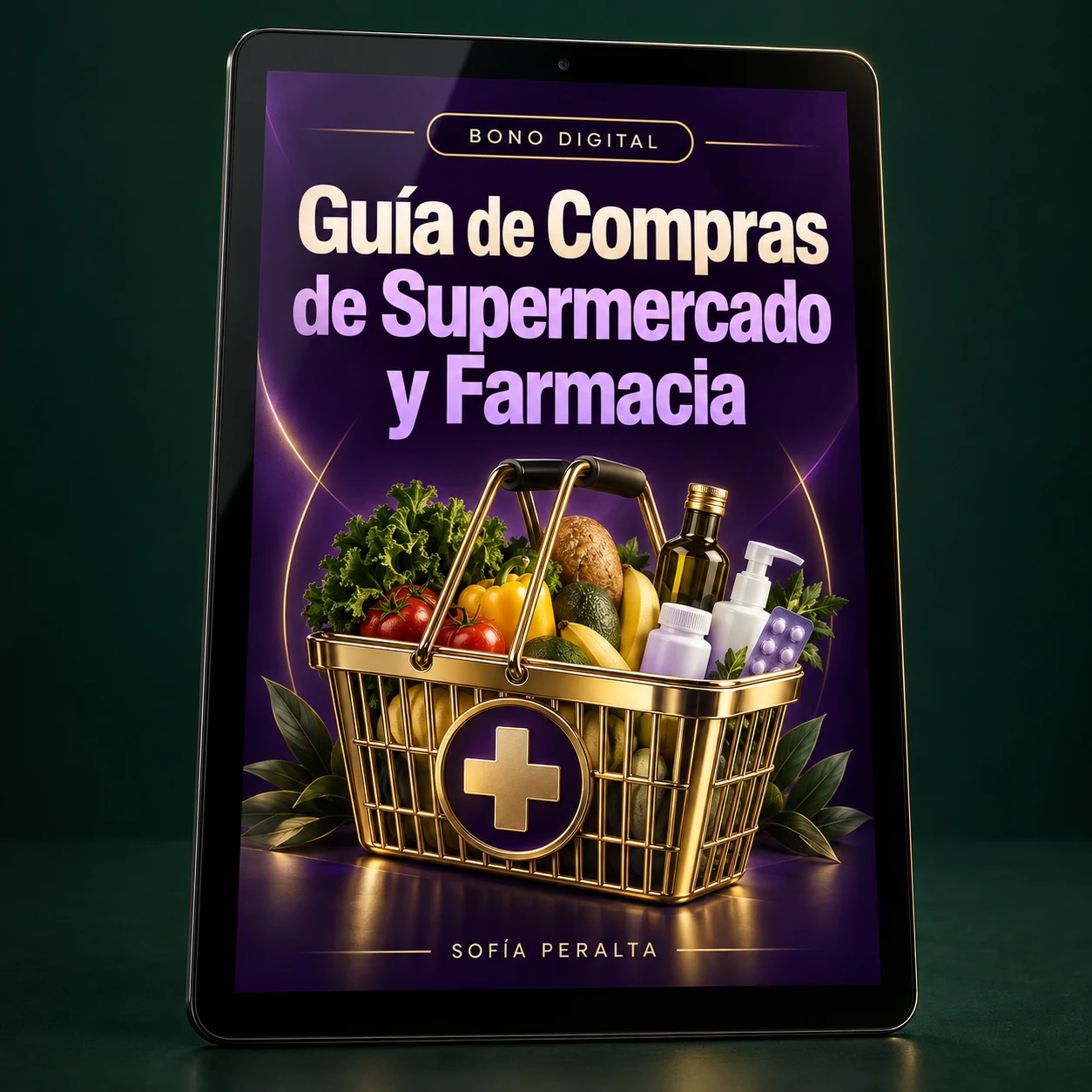 Mockup digital del bono Guía de Compras de Supermercado y Farmacia